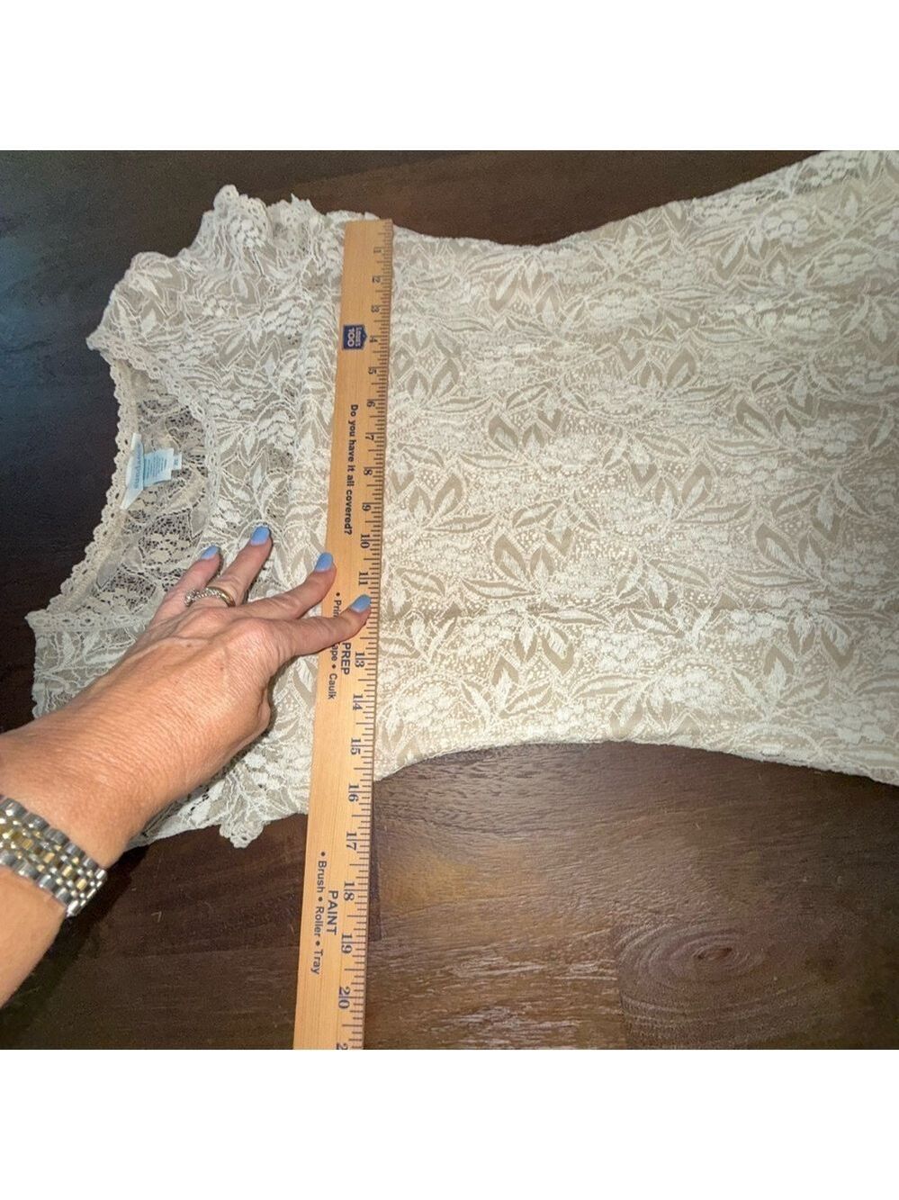 Sundance Cream Lace Mini Dress, neutral slip under topper. - Picture 5 of 9